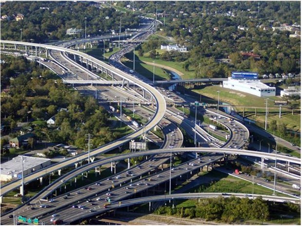WORLD'S MOST COMPLEX INTER-CHANGE TEXAS USA Interstate 10 I10 Highways Interchange Houston